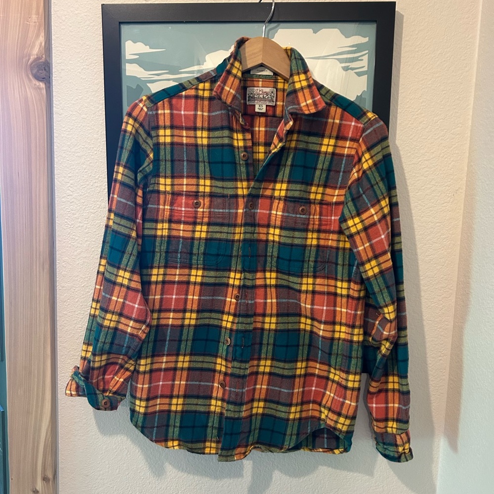 J. Crew Red and Yellow Plaid Button Down Shirt size XS flannel